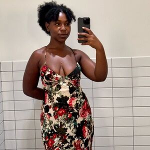 AKIRA Red and Pink Bodycon Maxi Dress